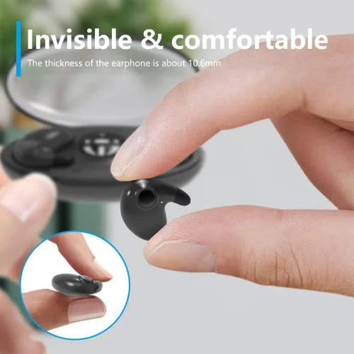 Vista 5 de Audífonos inalámbricos para dormir invisibles, auriculares Bluetooth impermeables IPX5, audífonos ligeros para dormir Bluetooth 5.3, sin dolor