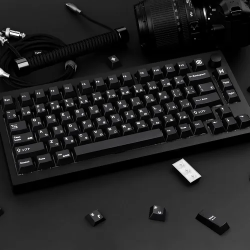 Vista 7 de Teclas japonesas negras de PBT, teclas de teclado de estilo Negro Japonés