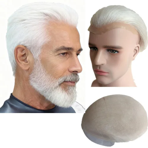 Vista 18 de N.L.W. Sistema de reemplazo de cabello para hombre NLW pelo humano toupee para hombres con encaje HD suave fino Super Swiss 10x8 tamaño base pelos