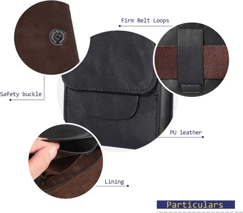 Vista 4 de Bolsa de cuero para teléfono celular, 2 capas de cintura de viaje, cartera para pasaporte con ranura para tarjetas, funda desmontable con gancho