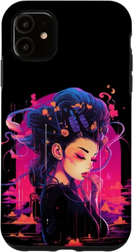 Vista 8 de iPhone 16 Japanese Geisha Retro Anime Cyberpunk Manga Synthwave Artsy Case
