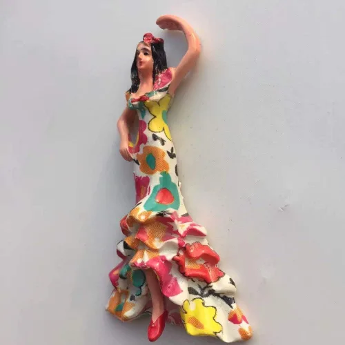 Vista 4 de Flamenco bailarina España Barcelona imán 3D resina nevera imán recuerdo viaje ciudad colección