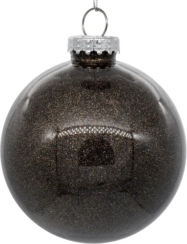 Vista 23 de Vickerman Adorno navideño de bola transparente de 3 pulgadas con interior de purpurina dorada antigua. Oro envejecido