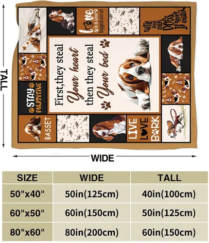 Vista 6 de Basset Hound - Manta ultra suave y acogedora para perro, manta de forro polar mullida, manta de cama de felpa mullida, regalos para amantes