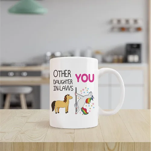 Vista 2 de kunlisa Taza de regalo para nuera, Taza de cerámica para nuera de 11 oz - Taza de café, leche y té, regalos para nuera de la madrastra y padrastro