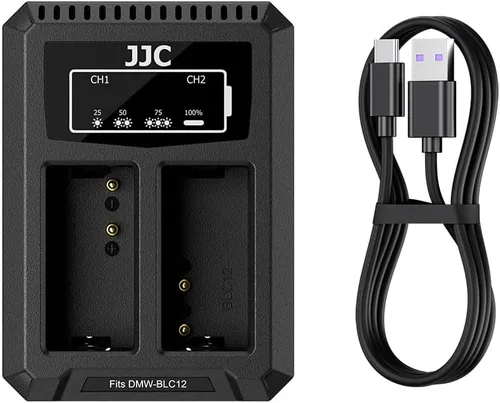 Vista 14 de JJC BLX-1 Cargador de batería USB de doble ranura para cámaras Olympus OM-1 Mark II OM1 OM-3 OM3, cable de carga USB a USBC, con protección contra
