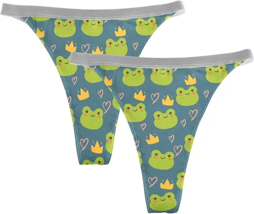 Vista 2 de Women Thongs Sexy Underwear Stretch Breathable G String Panties 2-Pack Briefs