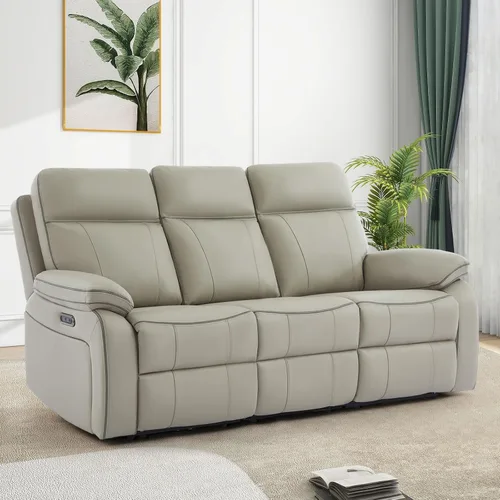 Vista 14 de Sofá Reclinable Eléctrico con Mesa Plegable, Sofá Reclinable Eléctrico de Cuero Transpirable, Sofá Reclinable Loveseat Eléctrico