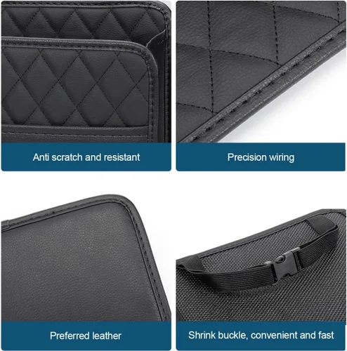 Vista 4 de Mandark Organizador de respaldo de asiento de automóvil, cuero PU, bolsillo de almacenamiento colgante para asiento trasero del vehículo, accesorios