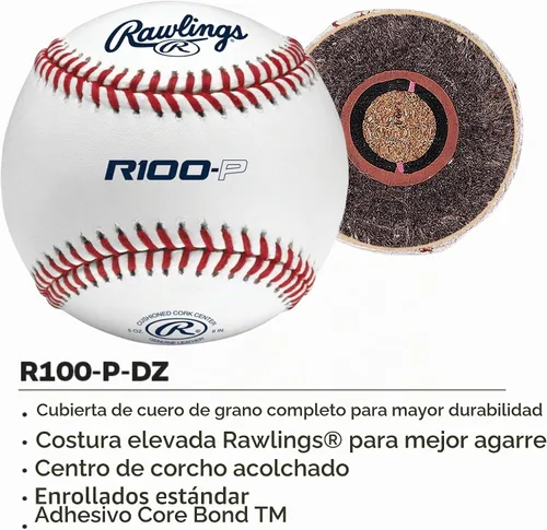 Vista 2 de Rawlings Practice Baseballs R100-P or FSR100-P Baseballs Collegiate, High School & Youth Flat or Raised Seam Options