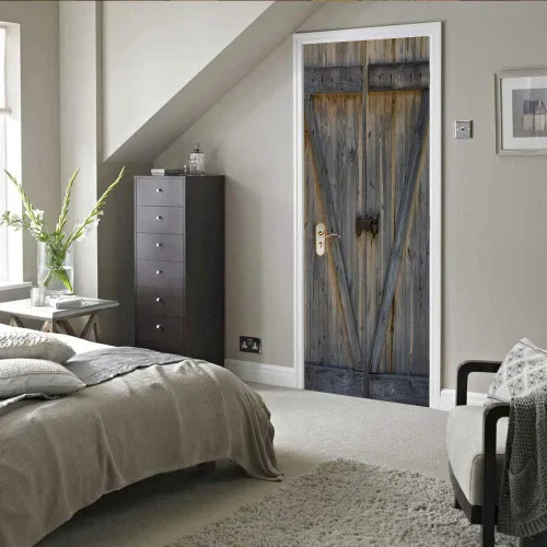 Vista 2 de Adhesivos 3D para puerta, murales para despegar y pegar, puerta de madera, papel tapiz autoadhesivo, extraíble, PVC, impermeable, póster para Puerta