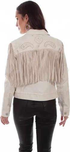 Vista 2 de Scully Chaqueta con flecos para mujer color blanco hueso HC687