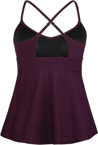 Vista 3 de Hilor Tankini para mujer, cuello en V, traje de baño fluido con espalda cruzada