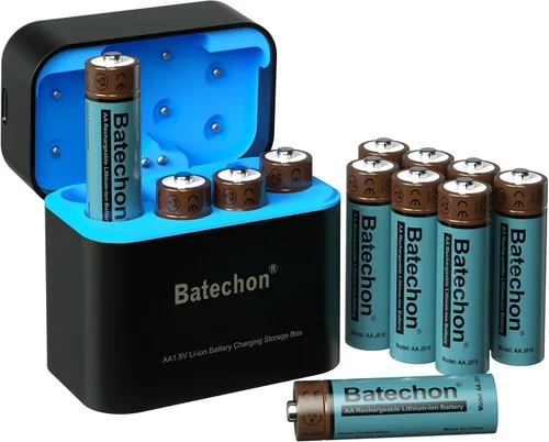 Vista 7 de 2 baterías de litio recargables AA, batería AA de 1.5 V 3700 mWh, recargable, compatible con cámara de rastro y controlador de juego, etc.