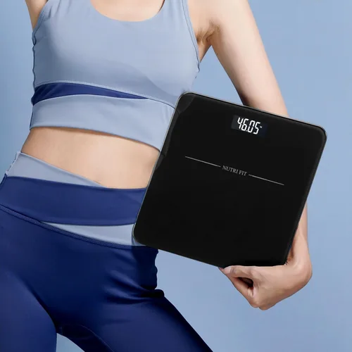 Vista 2 de NUTRI FIT Báscula digital de baño para pérdida de peso, 50g/0.1lb de discrepancia, pantalla LCD retroiluminada transparente y tecnología de paso