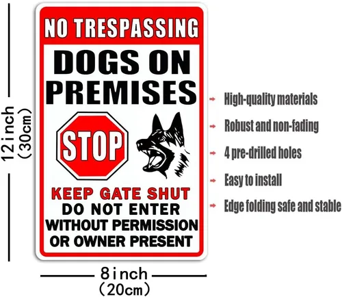 Vista 3 de Letrero de metal con texto en inglés «Beware Of Dog» («Beware Of Dog» («Beware Of Dog» («Beware Of Dog»
