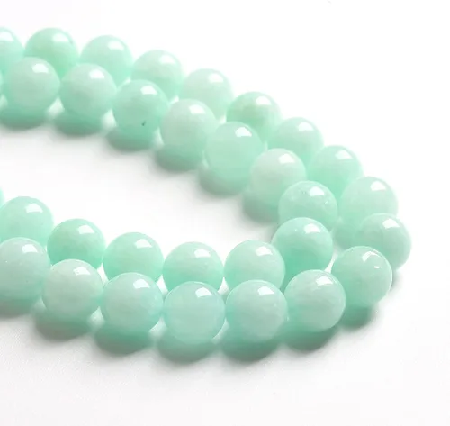 Vista 3 de 4MM 86 piezas Cuentas sueltas de piedra natural de amazonita calcedonia para hacer joyería DIY Pulsera Collar 1 hebra
