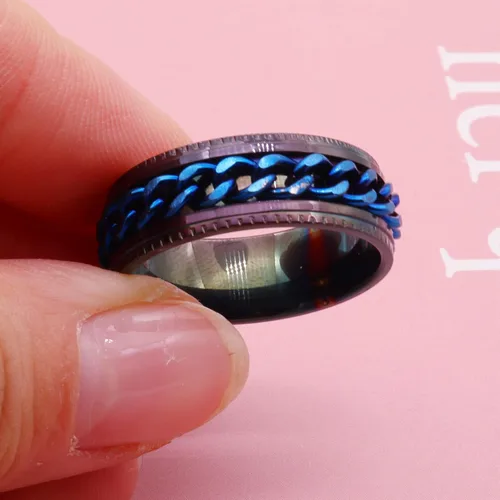Vista 4 de Juego de anillos de acero inoxidable para mujeres y hombres, anillos de ansiedad, luna y estrella, anillo para aliviar la ansiedad y el estrés