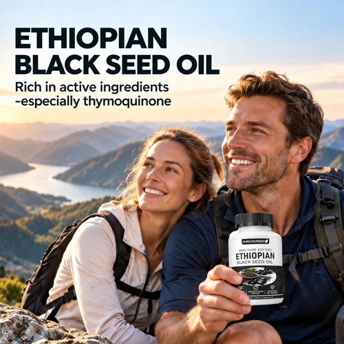 Vista 7 de Cápsulas blandas de aceite de semilla negra etíope con 4.64% de timoquinona, fórmula prensada en frío para apoyo inmunológico, digestivo