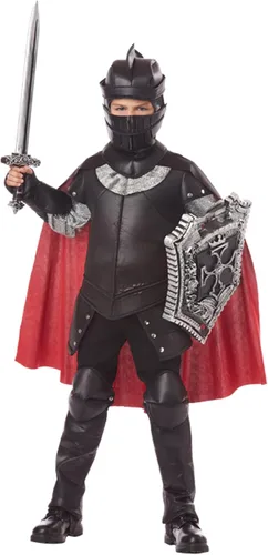 Vista 2 de Disfraz de caballero negro para niños, talla S (6-8)