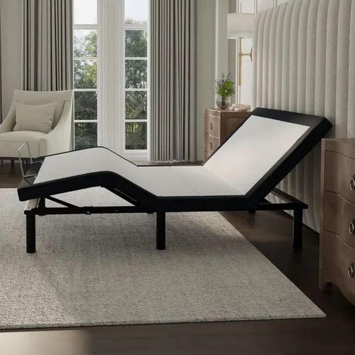 Vista 2 de Blissful Nights E4 - Base de cama ajustable King con masaje, anti ronquidos, gravedad cero, carga USB doble, luz nocturna para debajo de la cama