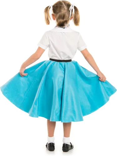 Vista 2 de Kidscostumes falda con caniche y bufanda con nota musical estampada, color turquesa