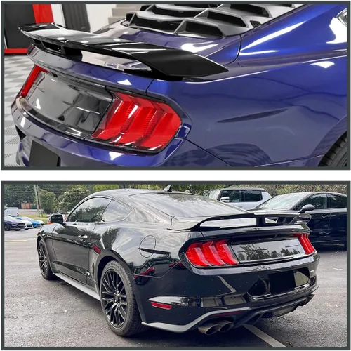 Vista 2 de Spec-D Tuning Alerón trasero de maletero ABS estilo GT500 negro brillante para modelos Ford Mustang 2015-2022
