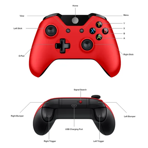 Vista 7 de Xbox Controller, Xbox One Controller inalámbrico, compatible con Xbox One, Xbox Series XS, Xbox One XS y PC, rojo y negro