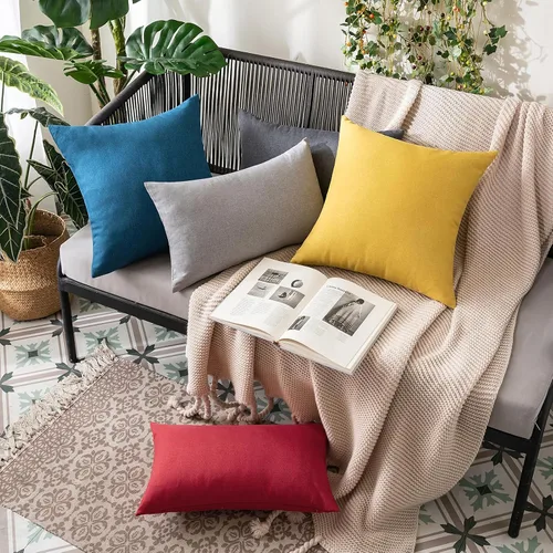 Vista 99 de MIULEE Paquete de 2 fundas decorativas para almohadas de exterior, sólidas, impermeables, de lino sintético, estilo granja de jardín, fundas de Óxido