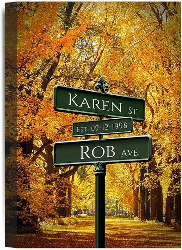 Vista 11 de IPIC - Personalized Framed Canvas with Custom Street Sign in Boston Personalized Street Signs with Names, Custom Canvas Print, Boston Sunset