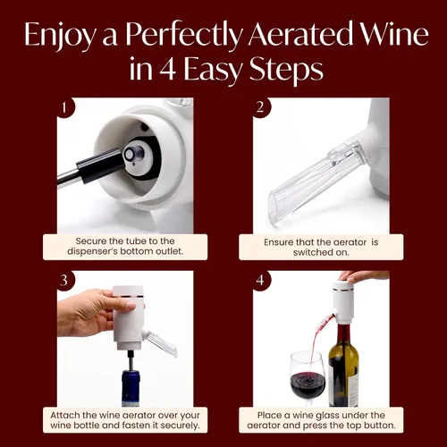 Vista 5 de Vin Fresco Dispensador eléctrico de vino y aireador de vino tinto, aireador eléctrico de vino con un botón, aireador de boquilla vertedor de vino