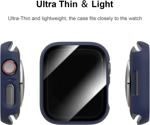 Vista 3 de JERXUN Paquete de 6 fundas con protector de pantalla de vidrio templado para Apple Watch Series 3, Series 2, Series 1 de 38 mm, parachoques rígido