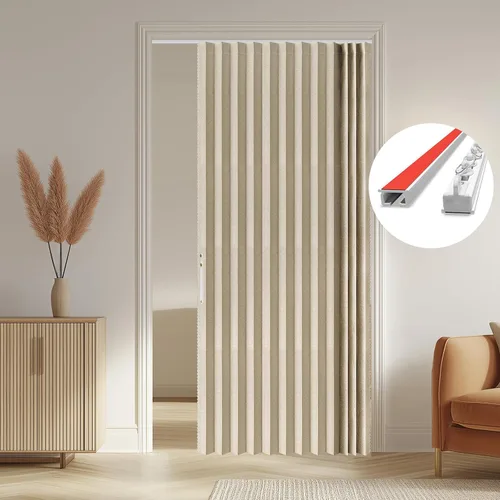 Vista 28 de AJAZZ Cortinas 100% Opacas para Puertas Corredizas de Entrada, Puertas de Acordeón para Entrada, Cortina Magnética para Puerta de Dormitorio Sala