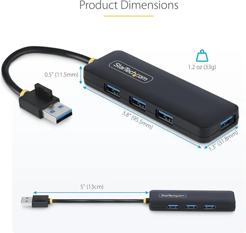 Vista 6 de StarTech Hub USB-A de 4 puertos de 5 Gbps con cable de 5 pulgadas/5.1 in, iMac (H5A4A-USB-HUB)