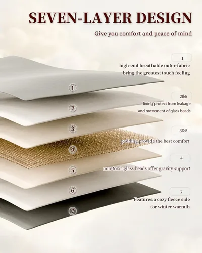 Vista 6 de L'AGRATY Manta con peso de tamaño Queen para adultos de 15 libras, 60 x 80 pulgadas, manta fresca y transpirable con cuentas de vidrio para dormir