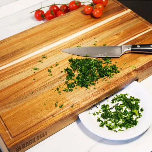 Vista 5 de Tabla de cortar de madera de acacia para cocina, 15.7 x 10.2 pulgadas (extra gruesa de 1.6 pulgadas) Tabla de cortar de madera para carne, queso