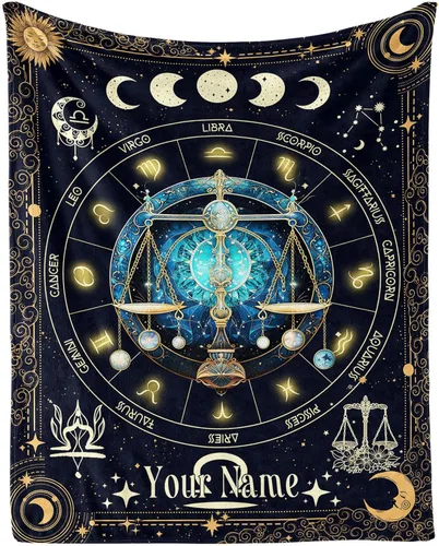 Vista 16 de Manta del Zodiaco Acuario para Niños y Niñas, Diseño Temático de Astrología Secreta Impreso, Mantas de Tiro para Niños, Regazo, Silla, Manta Suave
