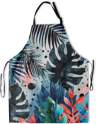 Vista 12 de Delantal colorido de poliéster Grooming Delantales con bolsillo para barbacoa Cocina Pintura Adultos