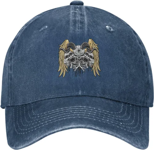 Vista 2 de Cowboy Hat Trendy Hats for Man and Women Djustable Four Season Outdoor Baseball Cap of Hell Skull with Angel Navy Blue