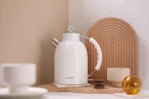 Vista 6 de ASCOT Hervidor eléctrico, hervidor de té eléctrico de acero inoxidable, regalos para hombres/mujeres/familia, calentador de té retro de 1.5 L 1500 W