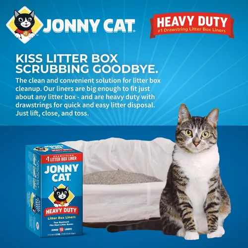 Vista 4 de Bolsas para caja de arena Jonny Cat: Uso intensivo - Resistente a roturas y fugas - Cierre con cordón - Jumbo, 15 unidades (Paquete de 6)