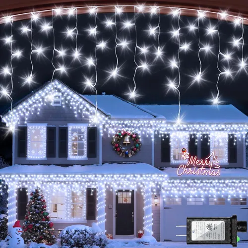 Vista 8 de 612 luces LED de Navidad de 60 pies con 136 caídas, 12 modos de iluminación, decoración navideña multicolor, luces centelleantes regulables 2-Varios