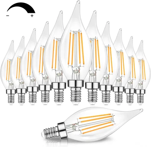 Vista 9 de TOBUSA Bombillas LED para candelabros E12, bombillas de araña de filamento 5000K Blanco luz día