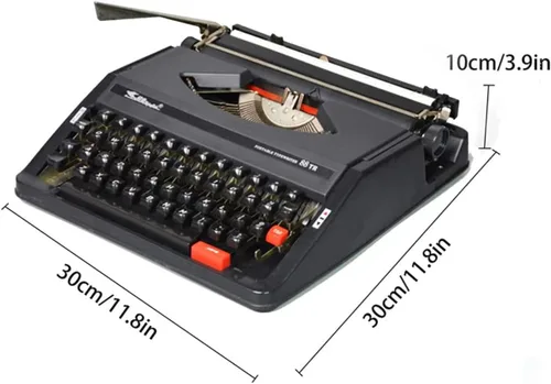Vista 4 de Máquina de escribir manual a la antigua, máquina de escribir, botones flexibles y portátiles, escritura a mano clara, para letras, escritura Negro