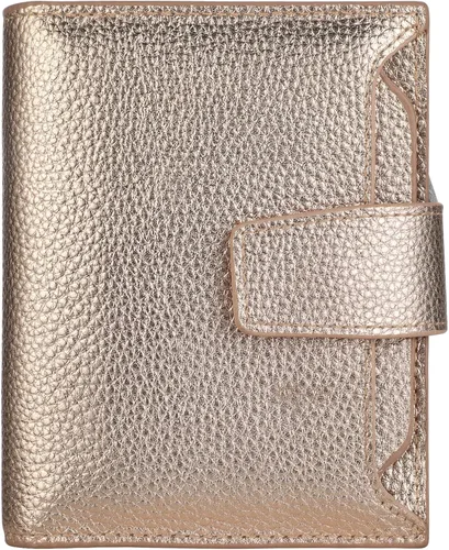 Vista 55 de Lavemi Pequeña cartera compacta para mujer, con bloqueo RFID, de piel auténtica, plegable, con ventanas de identificación