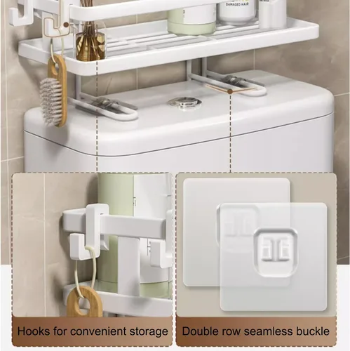 Vista 4 de JHDXL Almacenamiento sobre el inodoro, organizador de baño de 1 nivel sobre el inodoro, estante de almacenamiento, organizador de baño