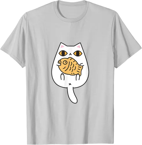 Vista 6 de Lindo gato playera Taiyaki y gato camisa Blanco
