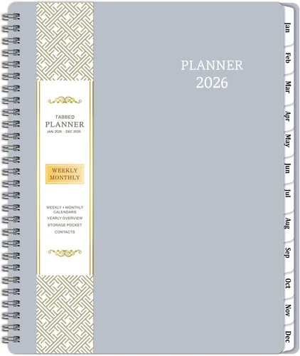 Vista 9 de Agenda 2026 – enero 2026 – diciembre 2026, 8 x 10 pulgadas, planificador calendario 2026, planificador semanal y mensual encuadernado en espiral