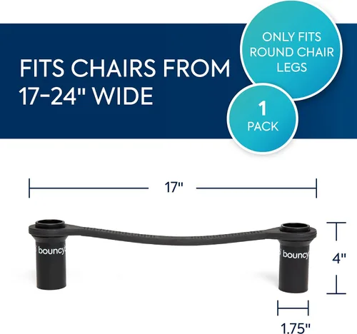 Vista 2 de Bouncyband Original Bouncy Bands para sillas, negro, 1 paquete – Bandas para silla para patas de silla de 17 a 24 pulgadas de ancho con tubos