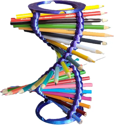 Vista 18 de Znet3D DNA Helix Portalápices – Innovador organizador de escritorio – 9 pulgadas de alto – Capacidad para 23 lápices – Diseño liso de borde redondo